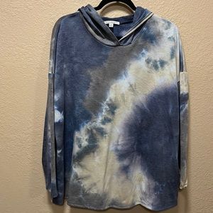 Green Envelope Los Angeles Womens 2X Tie Dye Hoodie Blue Grey Tan Pullover Shirt